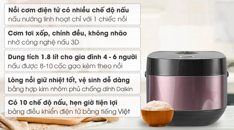 Nồi cơm điện tử AVA 1.8 lít TP40-CT01E