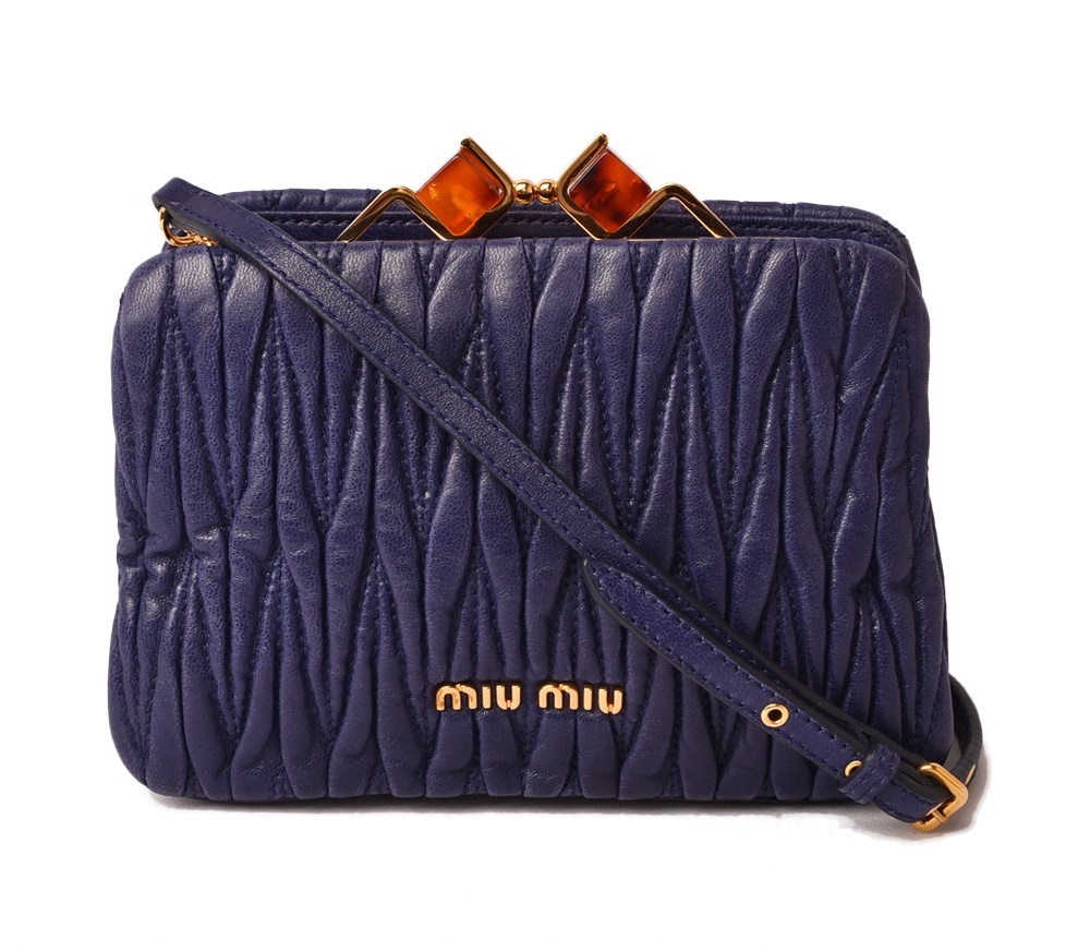 Miu Miu Mini Bag / Clutch Bag / Pouch 3way miumiu MATELASSE / Materasse Purse Bijou Royal Blue Outlet Unused [Used] Christmas Gift Present