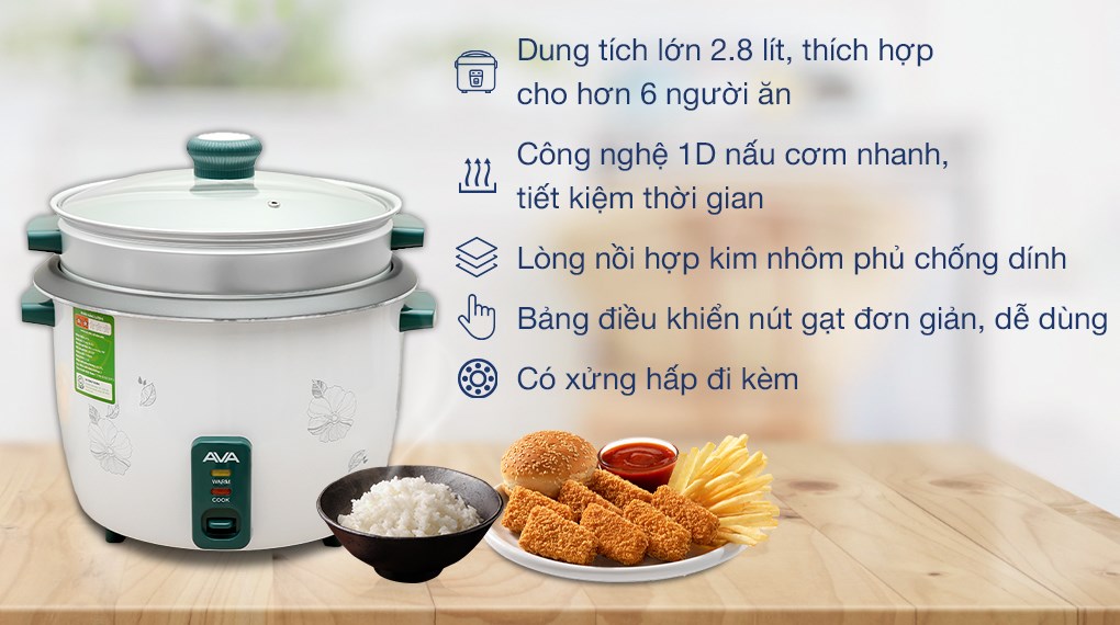 Nồi cơm nắp rời AVA 2.8 lít G2507
