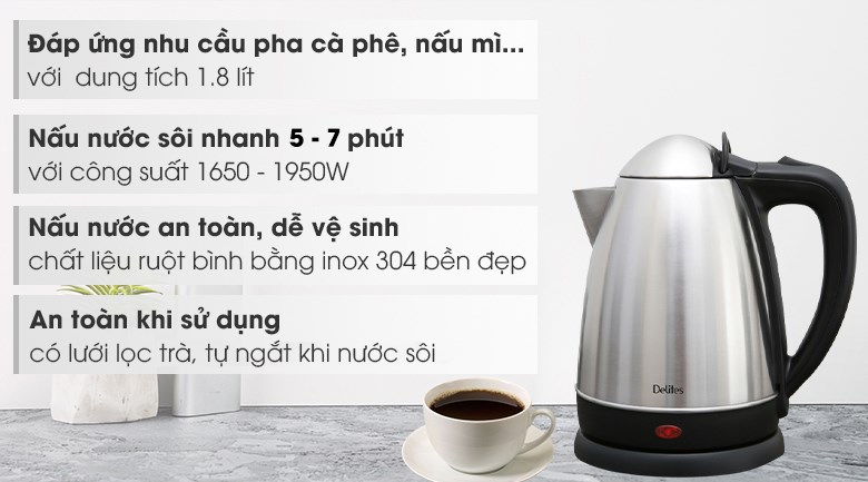 Bình đun siêu tốc Delites 1.8 lít ST18S04