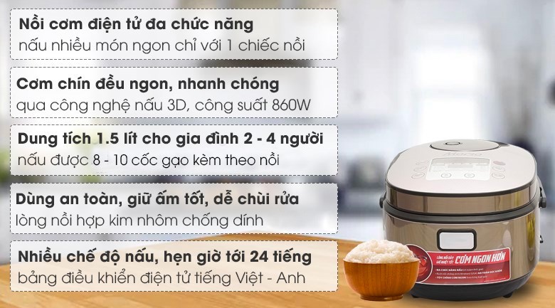 Nồi cơm điện tử Sunhouse mama 1.5 lít SHD8915