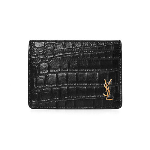 [SAINT LAURENT Saint Laurent] 607603 DZE0W 1000 Monogram Crocodile Card Wallet