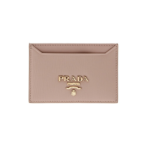 Prada 1MC208 2B6P F0236 Vitello Move Big Metal Logo Card Wallet