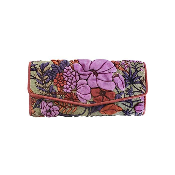 Kyoto Yuzen Dyed Deco Lunch Deco Blanch Book Leather Long Wallet Gallery kyusa Flower TAPI SIF