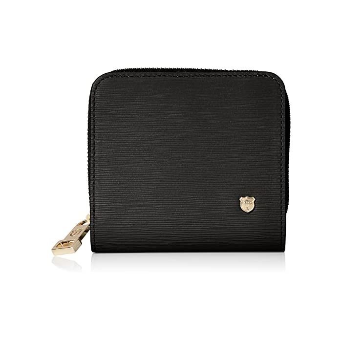 [Topkapi] Embossed Leather Two Folding Wallet Speepa Speaker Topkapi Women's Black