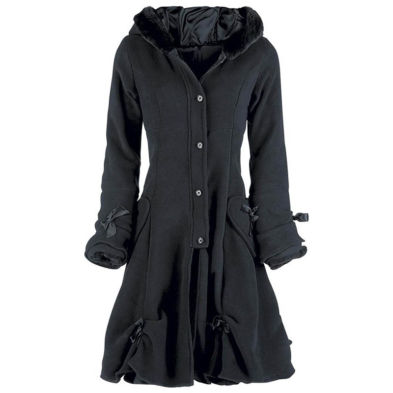 [Other]Women Fleece Coat Gothic Vintage Black Long Warm Overcoat Winter Cosplay Costume