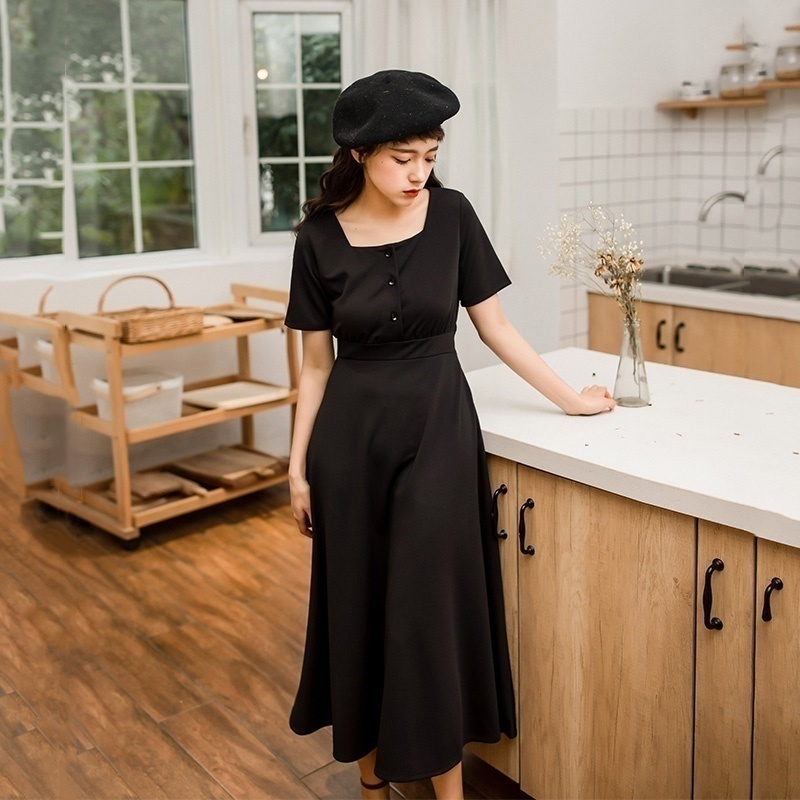 5860#2019 New dress ins Super fire skirt skinny retro long skirt chic little black skirt