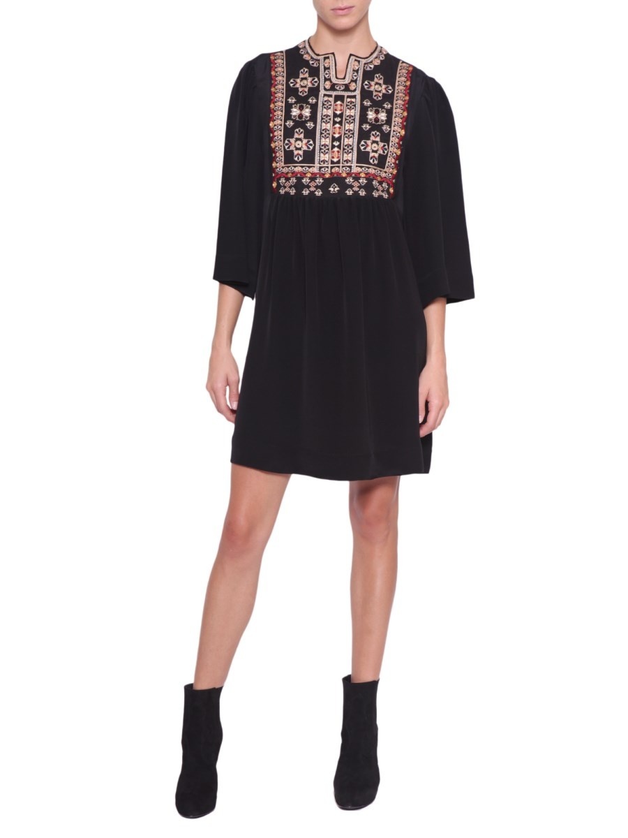 ISABEL MARANT EMBROIDERED CADY SILK DRESS
