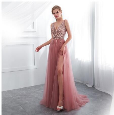 Dress Beaded Ball Gown Sleeveless Evening Dress A-Line Lace-up Halter
