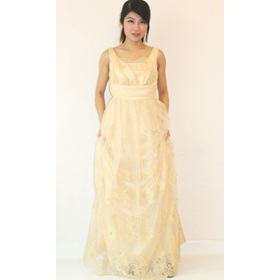 Buy / Rent Evening Gowns and Dresses – Japan Gold Lace Ballroom Formal Gown