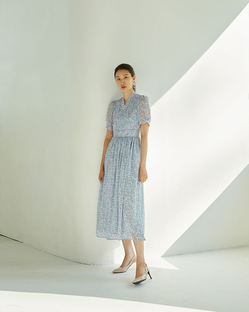 TETEROT SALONTETEROTSALON Dress - Cloud candy/Short Sleeve Dress / Floral Dress / Wrap Dress