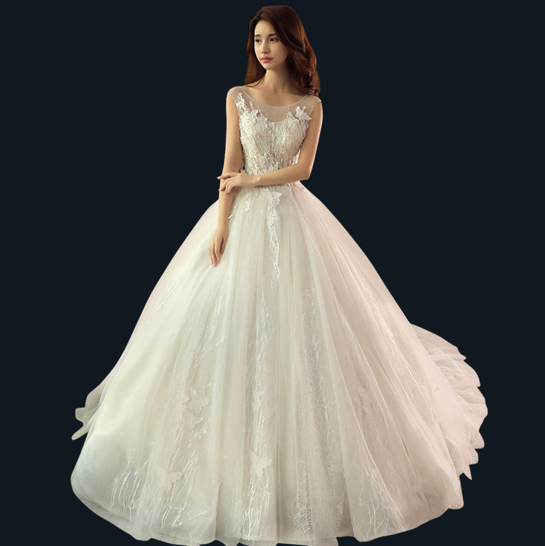 Wedding Gown / Wedding Dress / Bateau Boat Neck / Princess