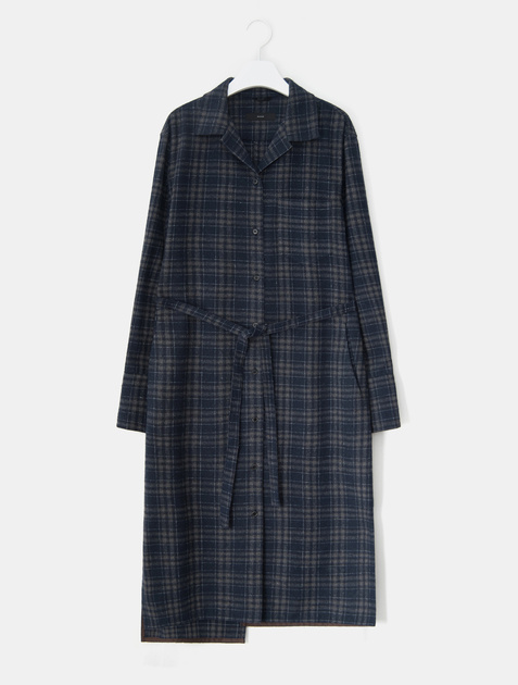 BEAKER Long Check Shirt Dress - Navy