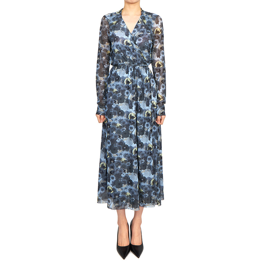 [GANNI] T3337 699 Woman Wrap Long Dress