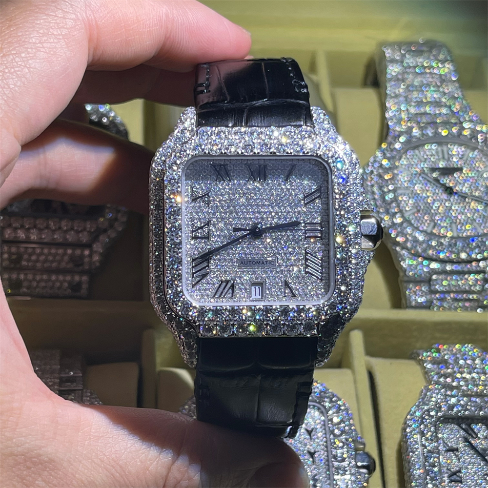 Full Diamond Luxury Watch Vvs Moissanite Watches For Man Rapper Iced Out Lab Diamonds Vvs Moissanite Diamond Watch