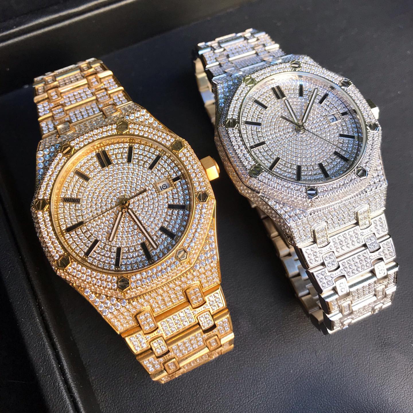 2022 Trendy Fashion Jewelry Luxury Iced Out Watch Lab Created Vvs Moissanite Diamond Hip Hop Mechanical Watch