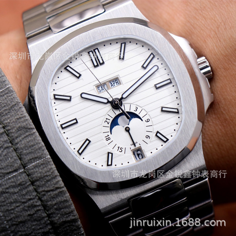 2023 Pp 1to1 Super Clone Luxury Design Pp 5726/5711 Steel Belt Watch Men's Waterproof Moon Phase Men's Watch Watch Wholesale