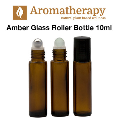 Amber Glass Roll-on Roller Bottle with Stainless Steel or Glass Roller Ball 10ML