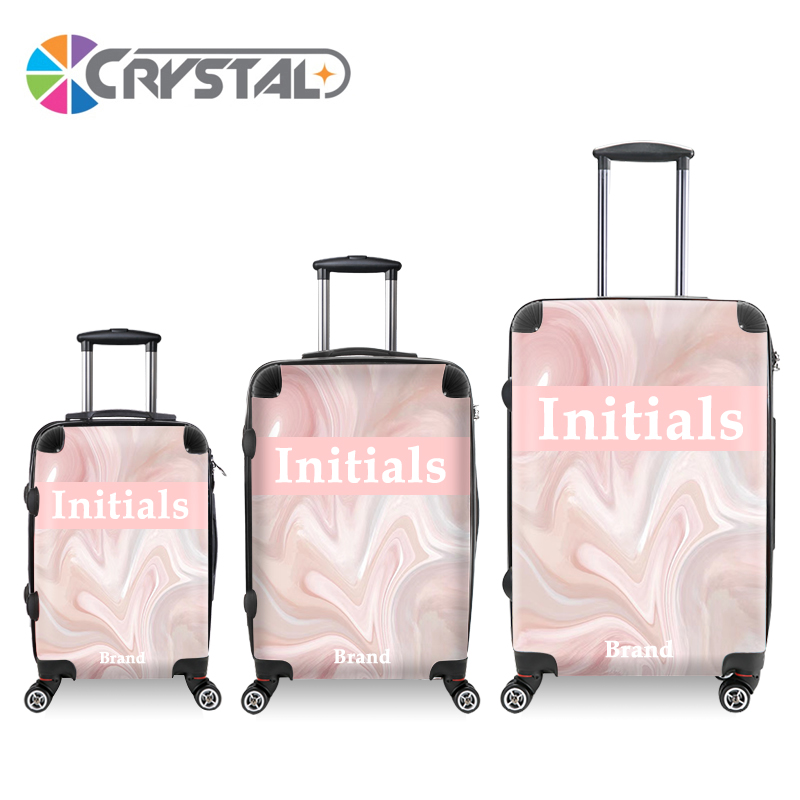 New Arrival Crystal 100% Transparent Clear Front Shell Pc Luggage Customize Your Own Suitcase Personalized Print Travel Luggage