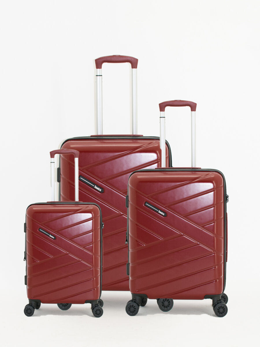 [Winter Time]WINTER TIME SUMUZU ABS TROLLEY CASE 20 + 24 + 28 SET | Luggage SMZ609 Full Set Wine Red