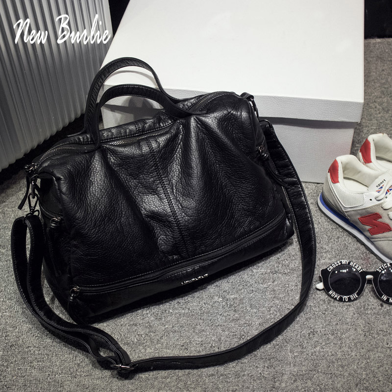 Large Capacity Bags for Women Shoulder Tote Bag washed PU Motorcycle Messenger casual handbags