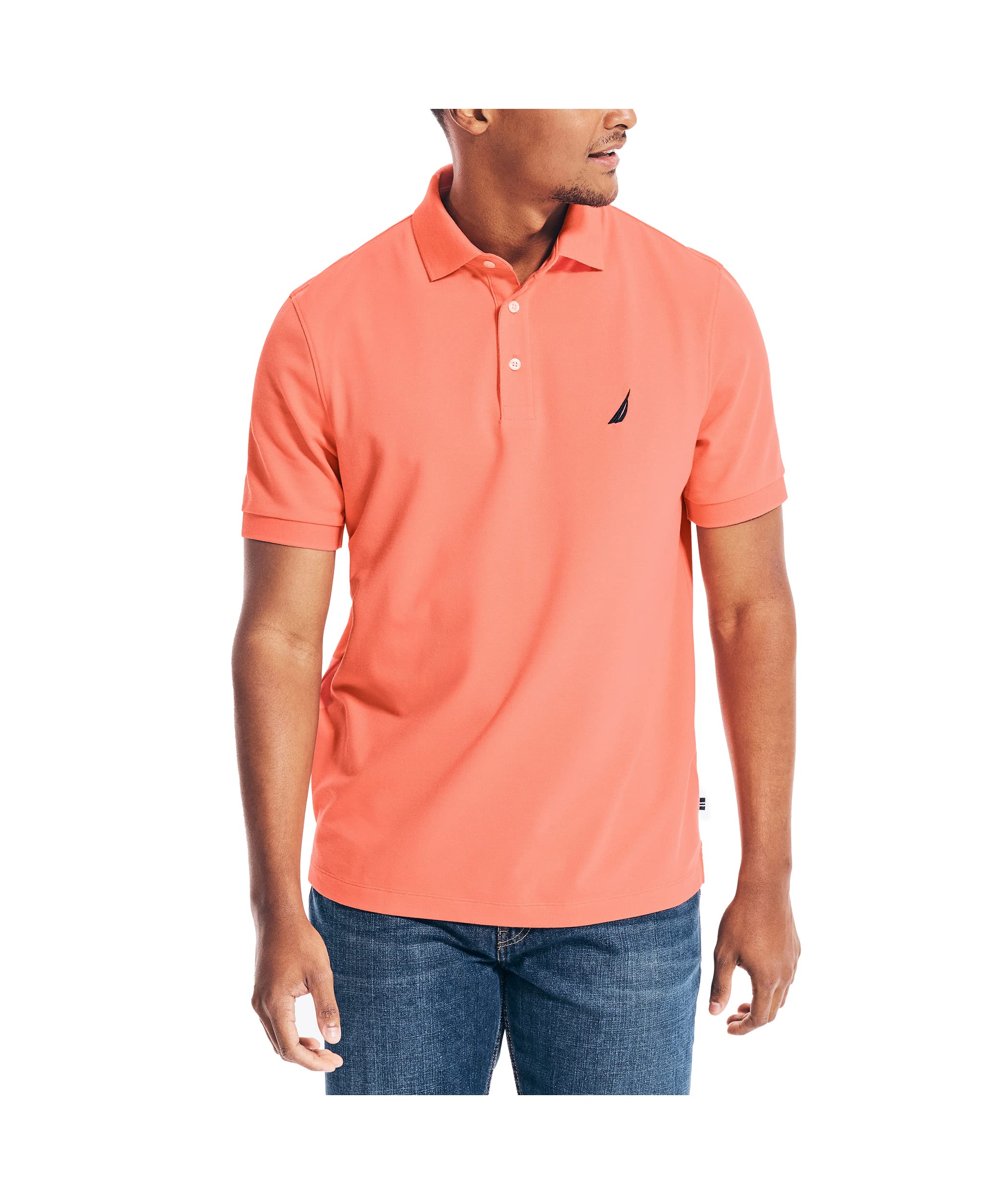 Men's Short Sleeve Solid Stretch Cotton Pique Polo Shirt